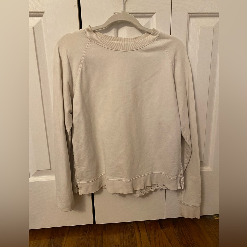 J. Crew Women's Crew Neck White with a Lace Back